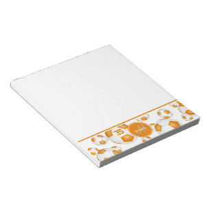 Bloc-note ballons de football orange motif accent filles nom