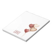 Bloc-note Ballons en forme de cœur blanc rouge crème Amour (Tourné)