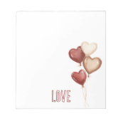 Bloc-note Ballons en forme de cœur blanc rouge crème Amour (Devant)