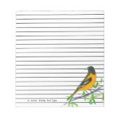Bloc-note Baltimore Oriole Bird Lined Nom Personnalisé (Devant)