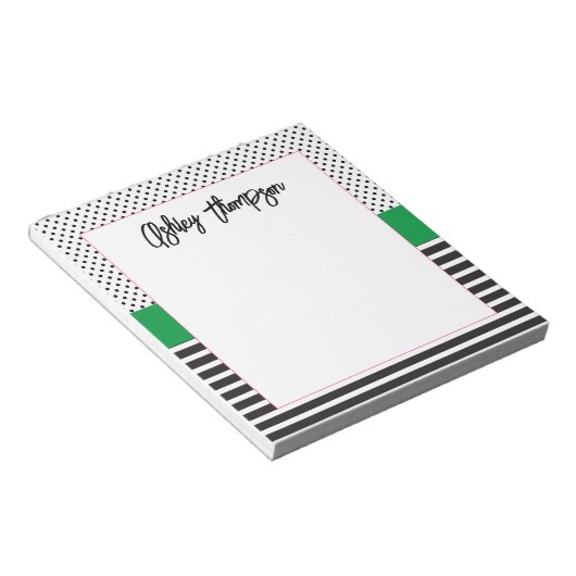 Bloc-note Bande de points noirs et blancs Preppy (Incliné)