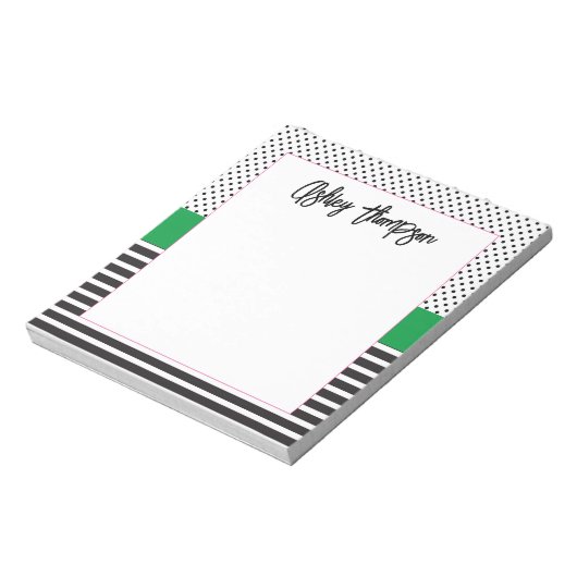 Bloc-note Bande de points noirs et blancs Preppy (Tourné)