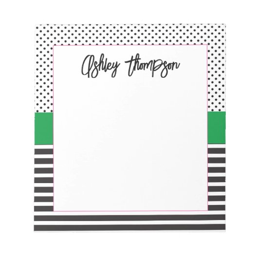 Bloc-note Bande de points noirs et blancs Preppy (Devant)