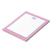 Bloc-note Bande rose et blanche avec Monogramme de marine (Tourné)