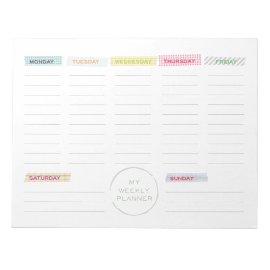 Bloc-note Bande Washi Planificateur hebdomadaire (Devant)