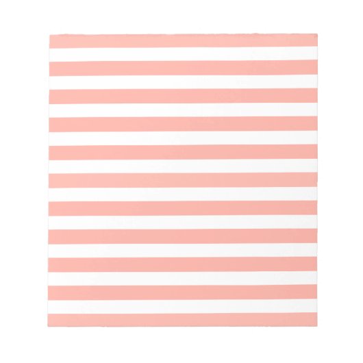 Bloc-note Bandes de bonbons corail et blanc (Devant)