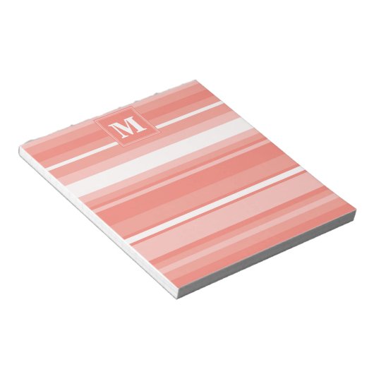 Bloc-note Bandes de corail monogramme (Incliné)