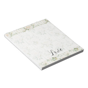 Bloc-note Bandes florales crème romantiques feuilles vertes