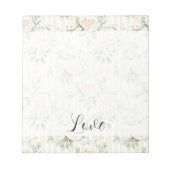 Bloc-note Bandes florales crème romantiques feuilles vertes (Devant)