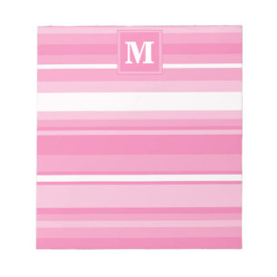 Bloc-note Bandes rose monogramme