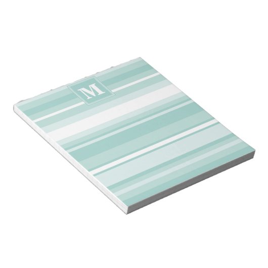 Bloc-note Bandes vertes de menthe monogramme (Incliné)