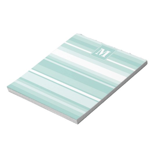 Bloc-note Bandes vertes de menthe monogramme (Tourné)