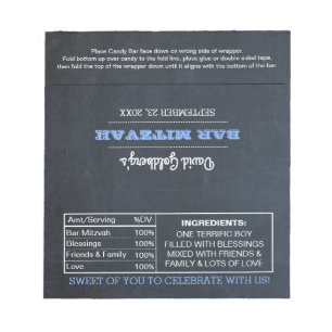 Bloc-note Barre Bleue Barre Mitzvah Candy Wrappers