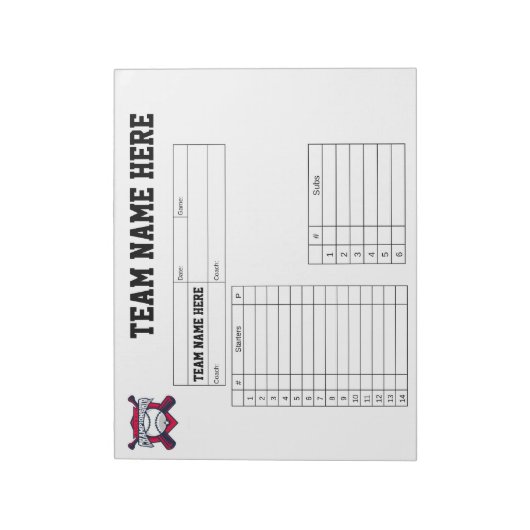 Bloc-note Baseball Lineup Cards (Tourné)
