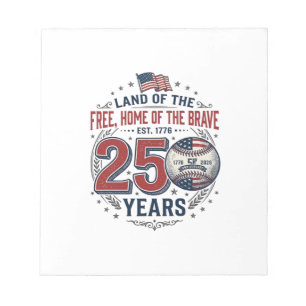 Bloc-note Baseball Patriotique 250 Ans Design de Chemise Vin