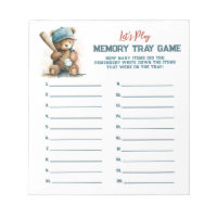 Baseball Teddy Boy Baby shower Memory Tray Jeu