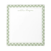 Bloc-note Basic Gingham Sage Green Border Notepad (Devant)