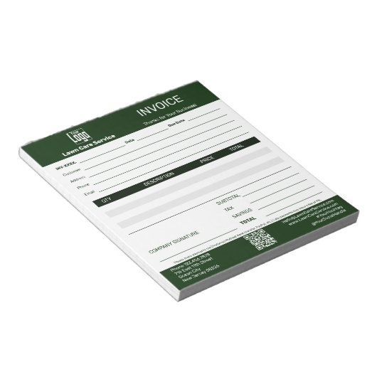 Bloc-note Basic Lawn Care Service Business Invoice Pad (Incliné)
