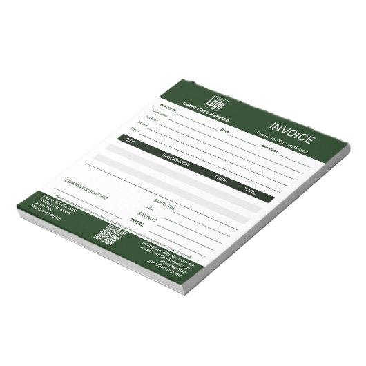Bloc-note Basic Lawn Care Service Business Invoice Pad (Tourné)