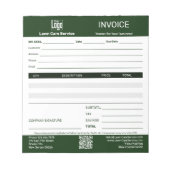 Bloc-note Basic Lawn Care Service Business Invoice Pad (Devant)