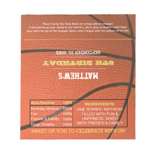 Bloc-note Basketball Anniversaire Favoriser le chocolat Cand