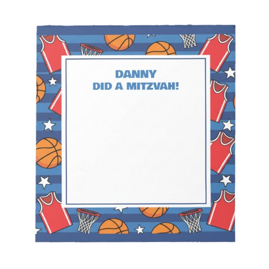 Bloc-note Basketball Sport Thème Personnalisé Mitzvah (Devant)