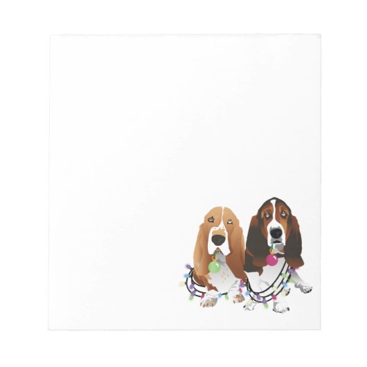 Bloc-note Basset Hound Peace Love Joie Noël Design (Devant)