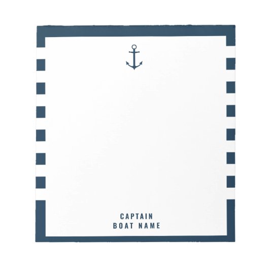 Bloc-note Bateau de capitaine sur mesure Ancre nautique (Devant)