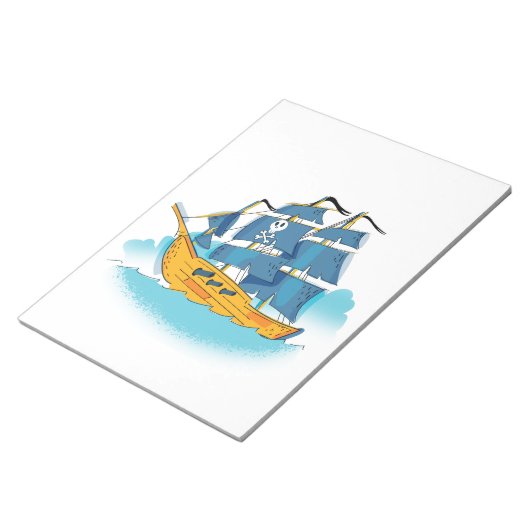 Bloc-note Bateau de pirate de dessin animé mignon (Incliné)