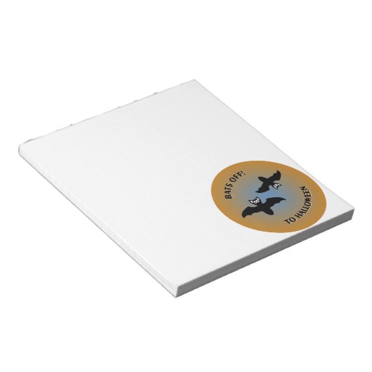 Bloc-note Bats d'Halloween bleu orange (Incliné)