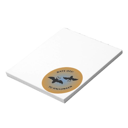 Bloc-note Bats d'Halloween bleu orange (Tourné)