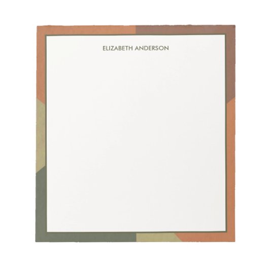 Bloc-note Bauhaus Terracotta Green Abstract Personalized (Devant)