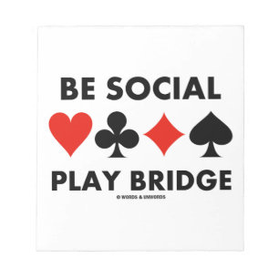 Bloc-note Be Social Play Bridge (quatre costumes de carte)