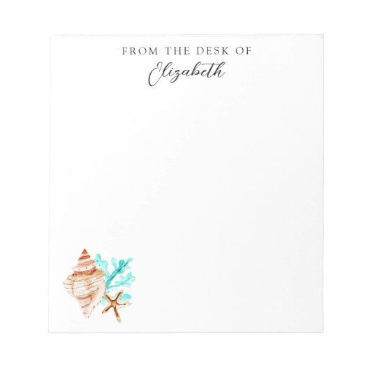 Bloc-note Beach Coastal Seashells Tropical From the Desk Of (Devant)