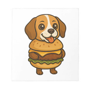 Bloc-note Beagle drôle avec Burger Créature mythique drôle
