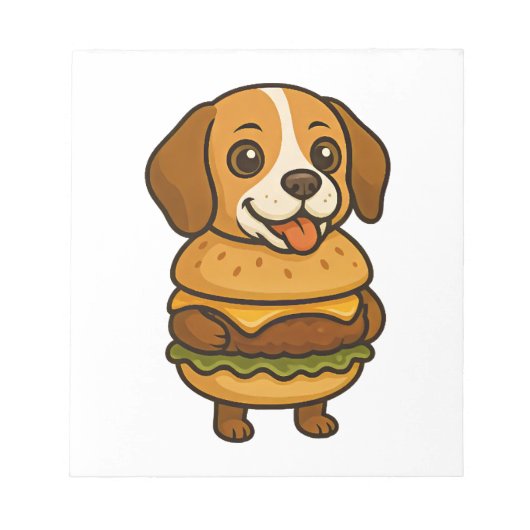 Bloc-note Beagle drôle avec Burger Créature mythique drôle (Devant)