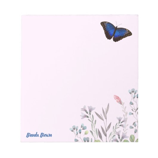 Bloc-note Beau Morpho Bleu personnalisé papillon Lilac (Devant)