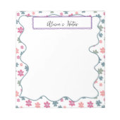 Bloc-note Beau motif floral avec nom (Devant)