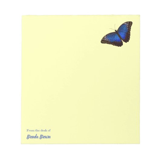 Bloc-note Beau papillon bleu Morpho personnalisé (Devant)