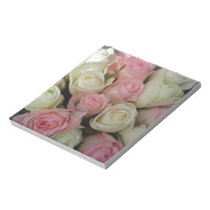 Bloc-note Beautiful Pink White Roses Flower Bouquet