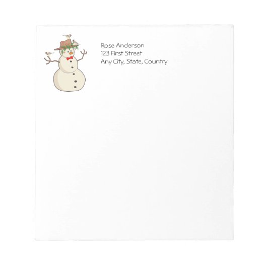 Bloc-note Beaux oiseaux d'hiver avec Snowman Chickadee de No (Devant)