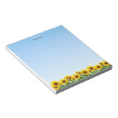 Bloc-note Beaux tournesols sur un cahier simple bleu ciel (Incliné)