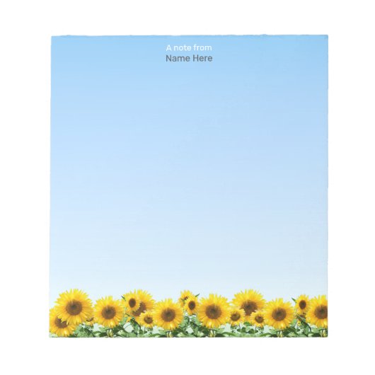 Bloc-note Beaux tournesols sur un cahier simple bleu ciel (Devant)