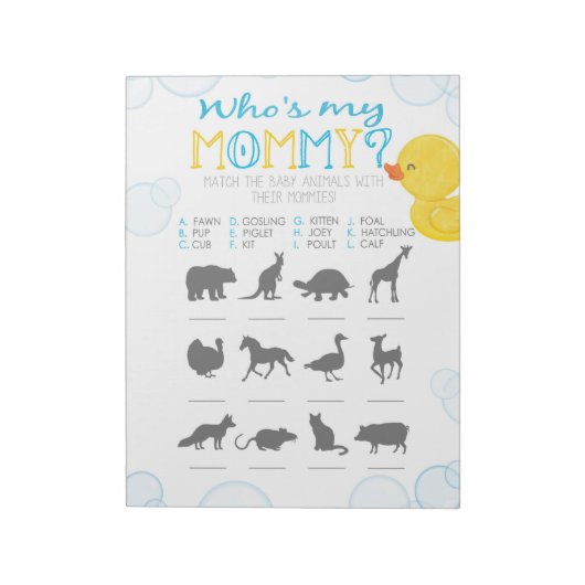 Bloc-note Bébé Bébé Bébé Douche animal pack de jeu (Tourné)