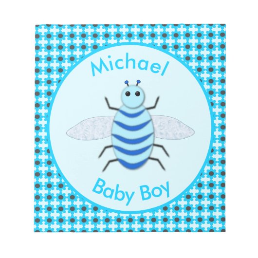 Bloc-note Bébé Bleu mignon Bee Bee Personnalisé (Devant)