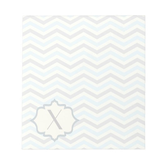 Bloc-note Bébé bleu moderne, grey, ivory chevron (Devant)
