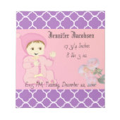 Bloc-note Bébé fille en rose avec des fleurs (Devant)
