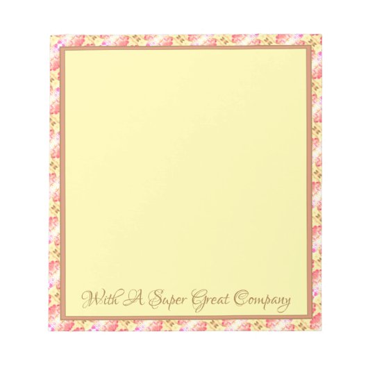Bloc-note Beige avec rose et jaune doux (Devant)