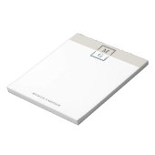 Bloc-note Beige Brown Vert Propre Manly Monogramme & Nom (Tourné)