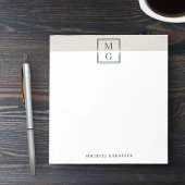 Bloc-note Beige Brown Vert Propre Manly Monogramme & Nom